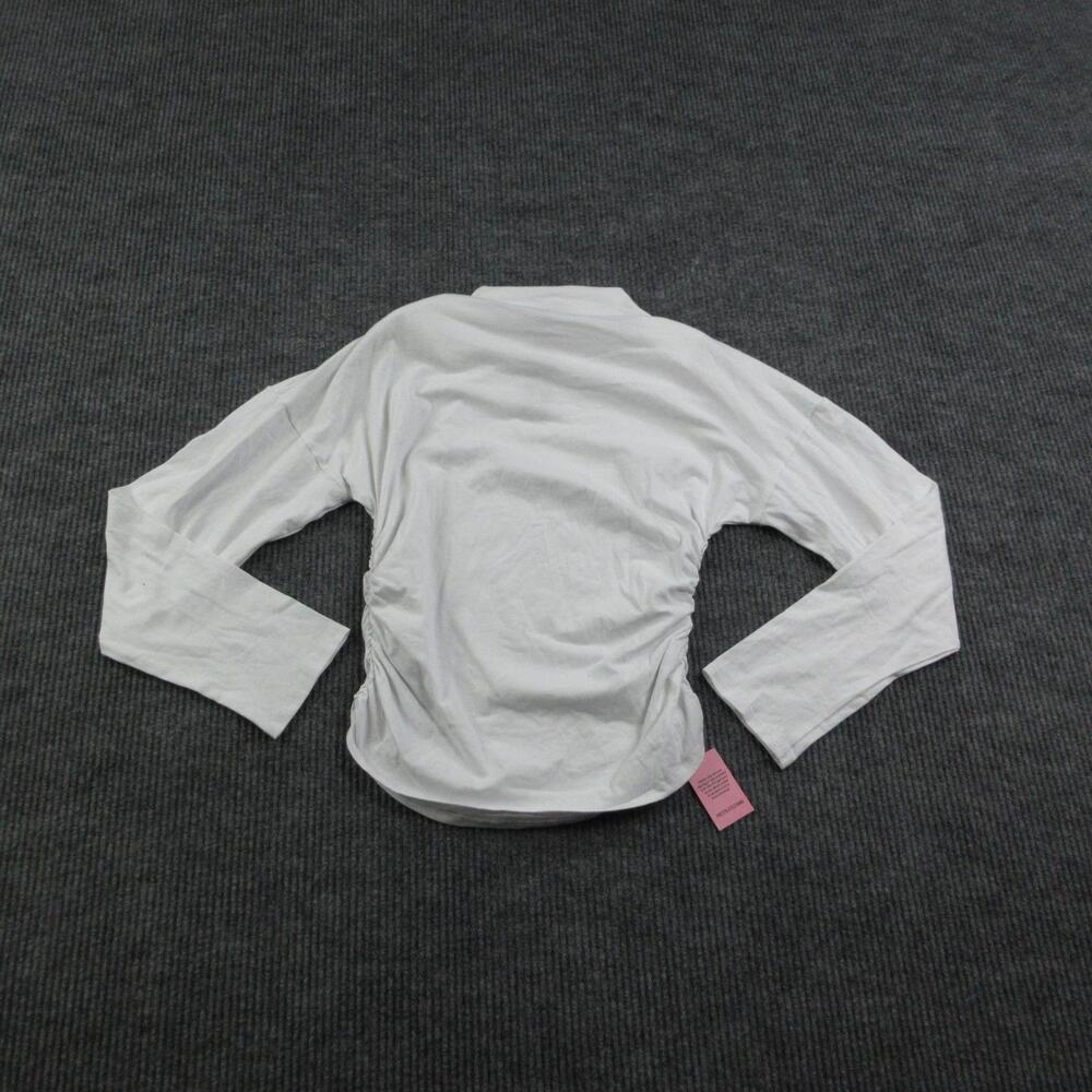PrettyLittleThing Shirt Womens 6 White Cotton Ruched Long Sleeve Jersey NWT